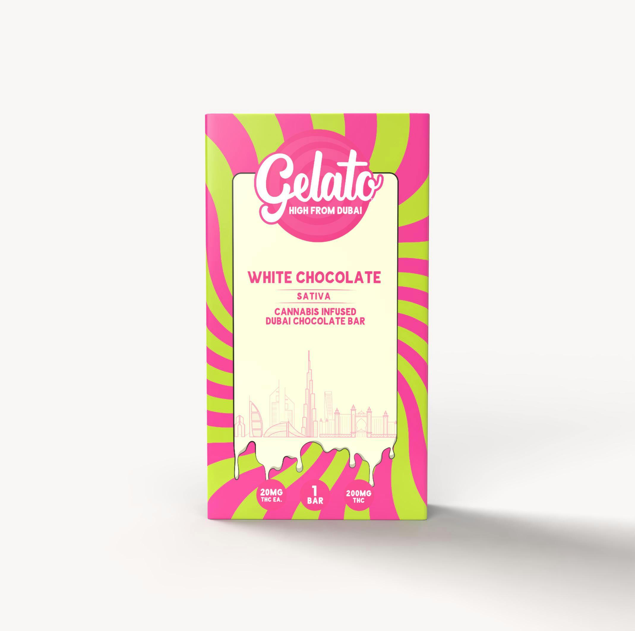Gelato Last Bite - 200mg Cannabis Infused Dubai Chocolate Bar - White Chocolate