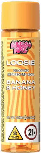 Loosie Single Diamond Infused Preroll Banana & Honey (I)BODEGA BOYZIndicaTHC: 34.22%TERPS: 0.6%25% off orders over $200+1