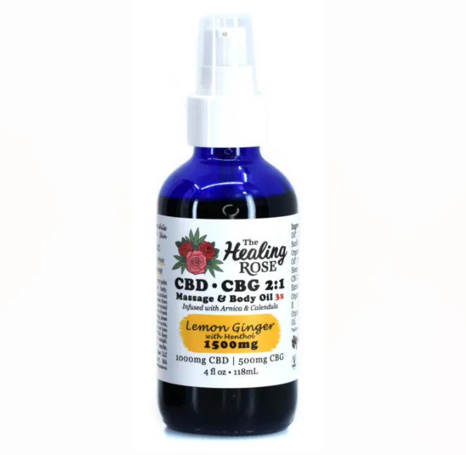 Lemon Ginger CBD CBG Massage & Body Oil - 4oz at Berkshire Roots