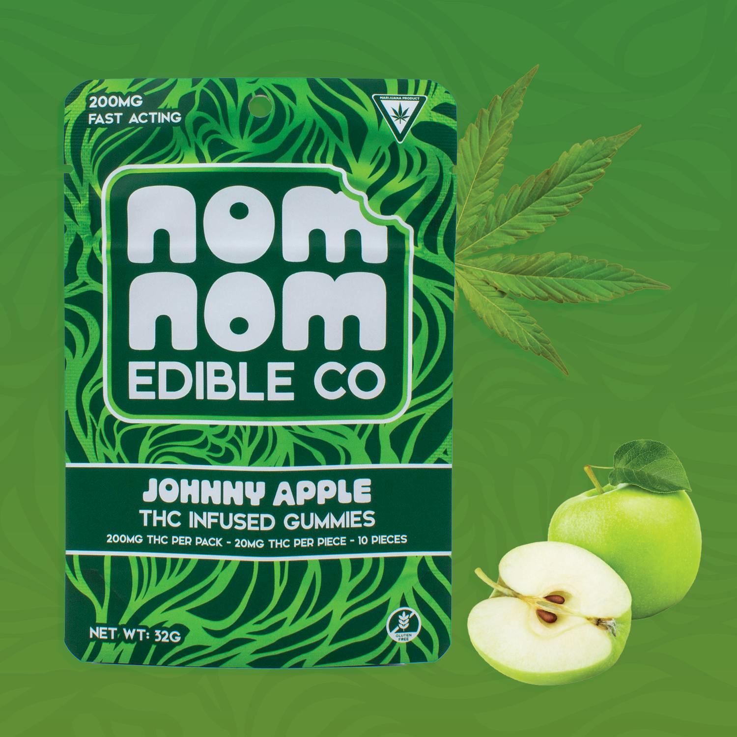 Product: NomNom Edible Co | Gummies - 200mg - Johnny Apple