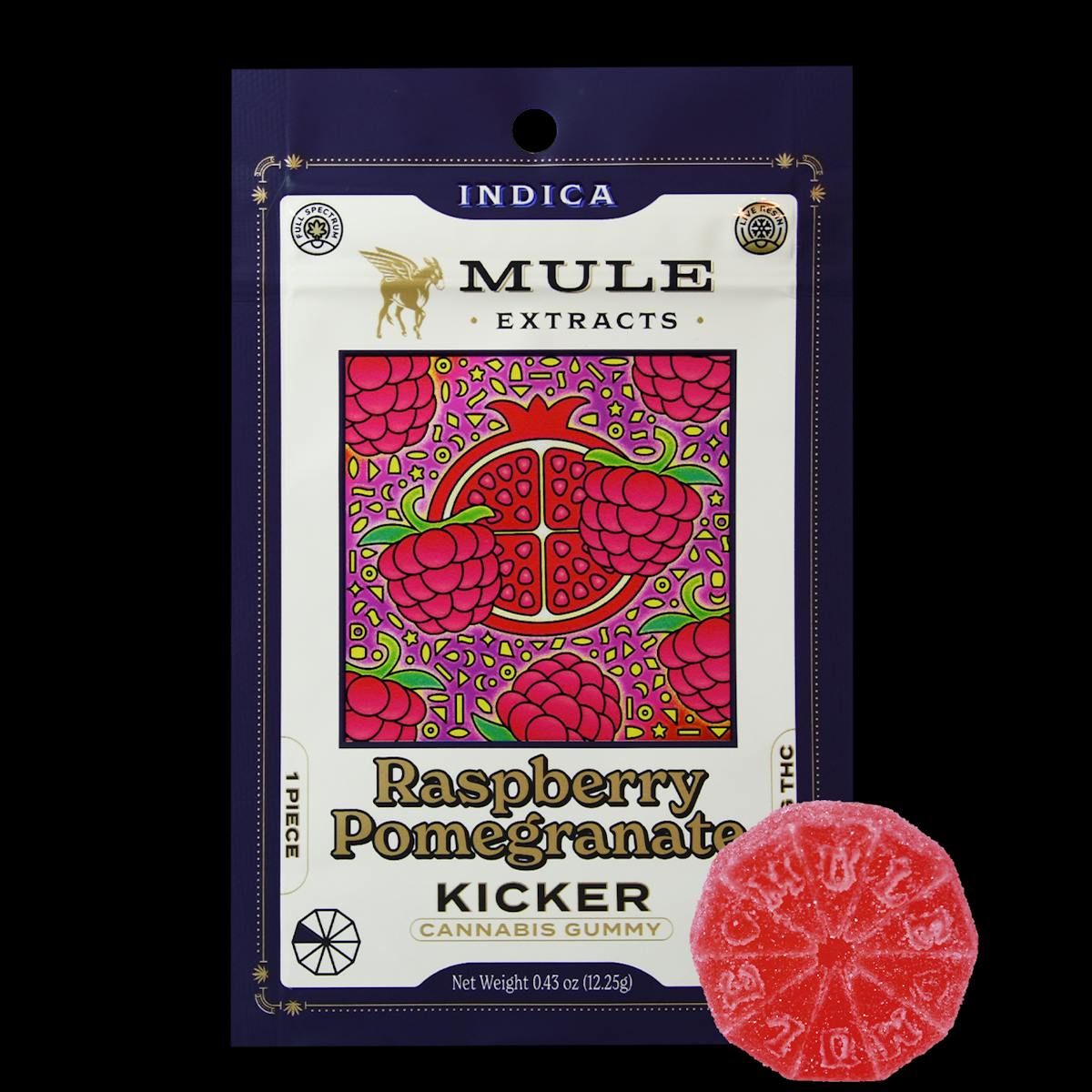Mule 100mg Full Spectrum RASPBERRY POMEGRANATE Indica Kicker 12.25g ...