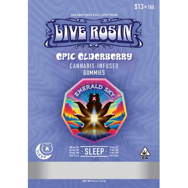 Emerald Sky Rosin Gummies 10pk - Sleep Epic Elderberry 10:2:4