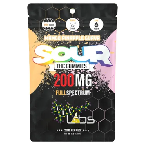 Lit Labs Sour Mango Pineapple Guava Full Spectrum Gummies 200mg Rec-active