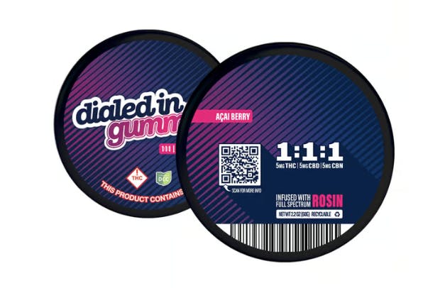 Acai Berry Live Rosin Gummies 1 1 1 THC CBD CBN 20 X
