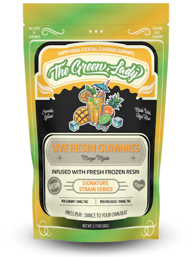 THE GREEN LADY | MANGO MOJITO | SIGNATURE STRAIN LIVE RESIN GUMMIES | 100MG-active