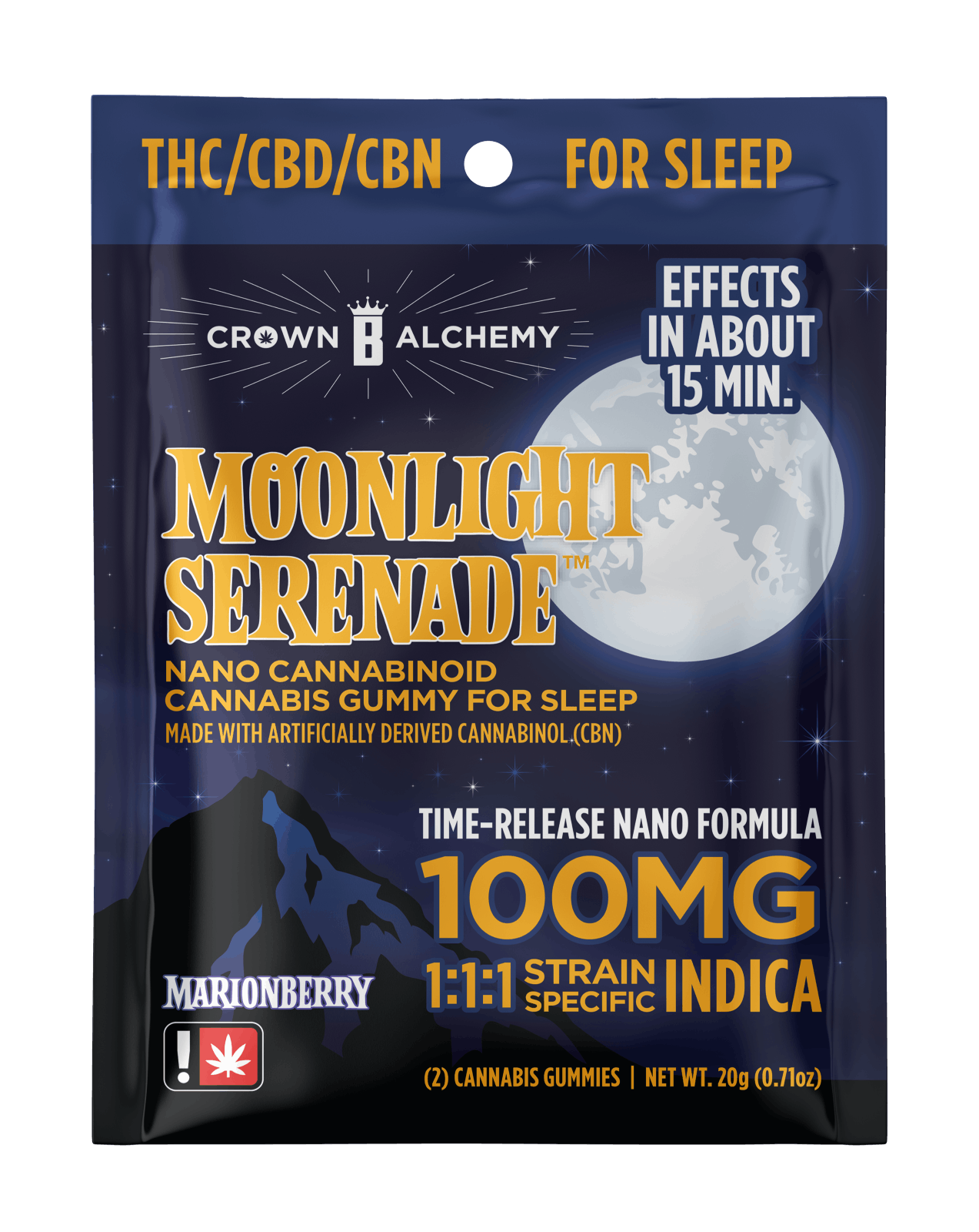 Crown B Alchemy | THC:CBD:CBN Moonlight Serenade Nano Gummy