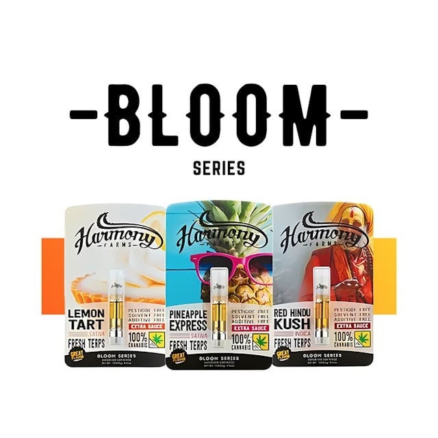 If you’re like us, then you want your oil to be highly potent AND super flavorful! Harmony Farm’s Bloom-Series Oil is crafted with exactly that in mind. First, we only use ultra-refined premium-grade distillate, this is important for the flavors to really shine. Then we delicately extract strain-specific terpenes from our highest grade material. When the two are carefully combined, the result is a symphony of compounds and flavors working together, to give you an experience unlike any other. Easy to enjoy. Refined, clean, and bursting with terps, it may just be our best offering yet.