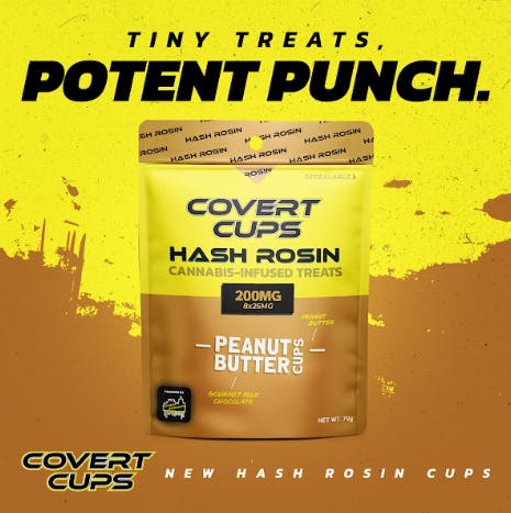 Product: Peanut Butter | 25mg x 8pk | Hash Rosin Infused | Covert Cups
