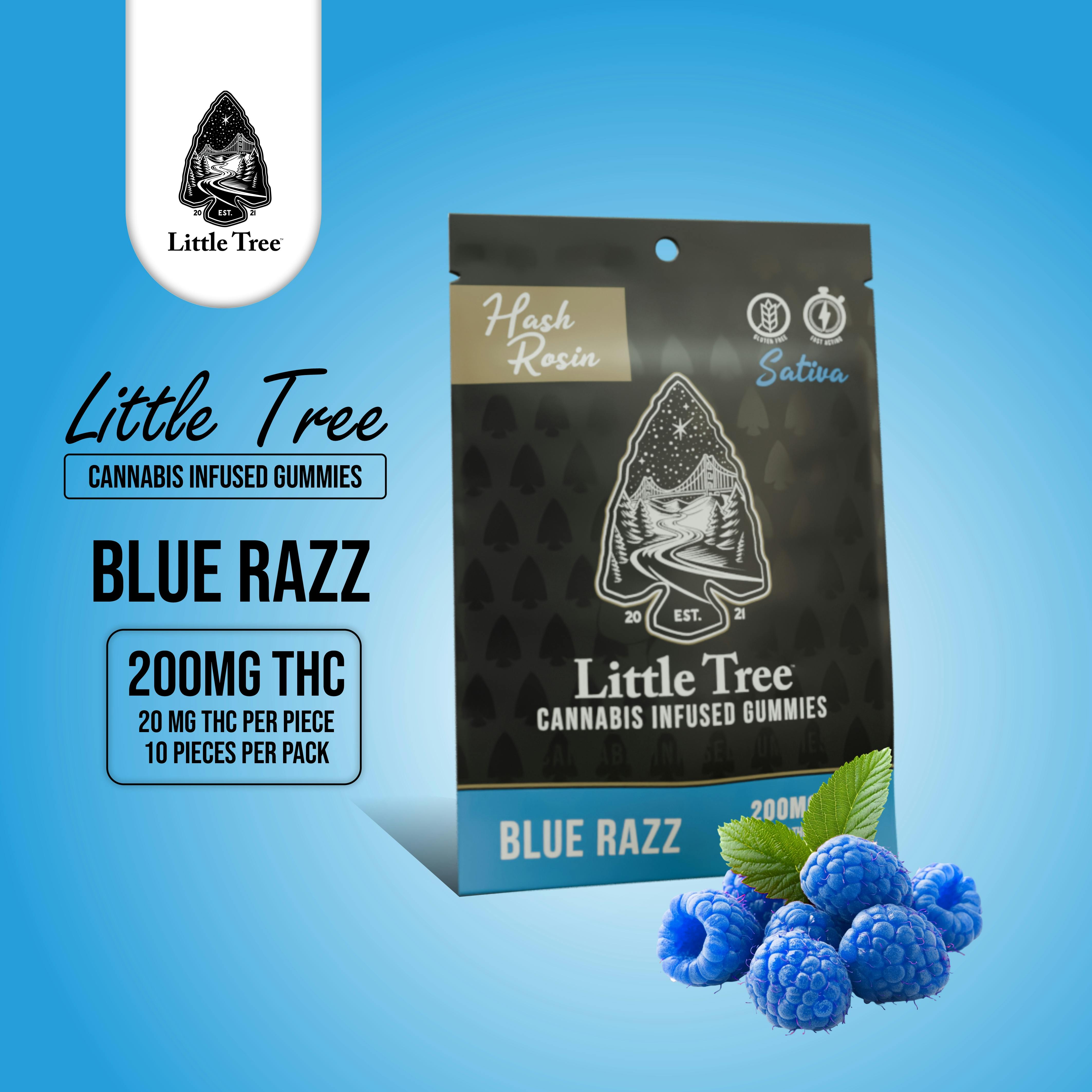 Product: Little Tree | Blue Razz | Infused Rosin Gummies | 200mg | Sativa