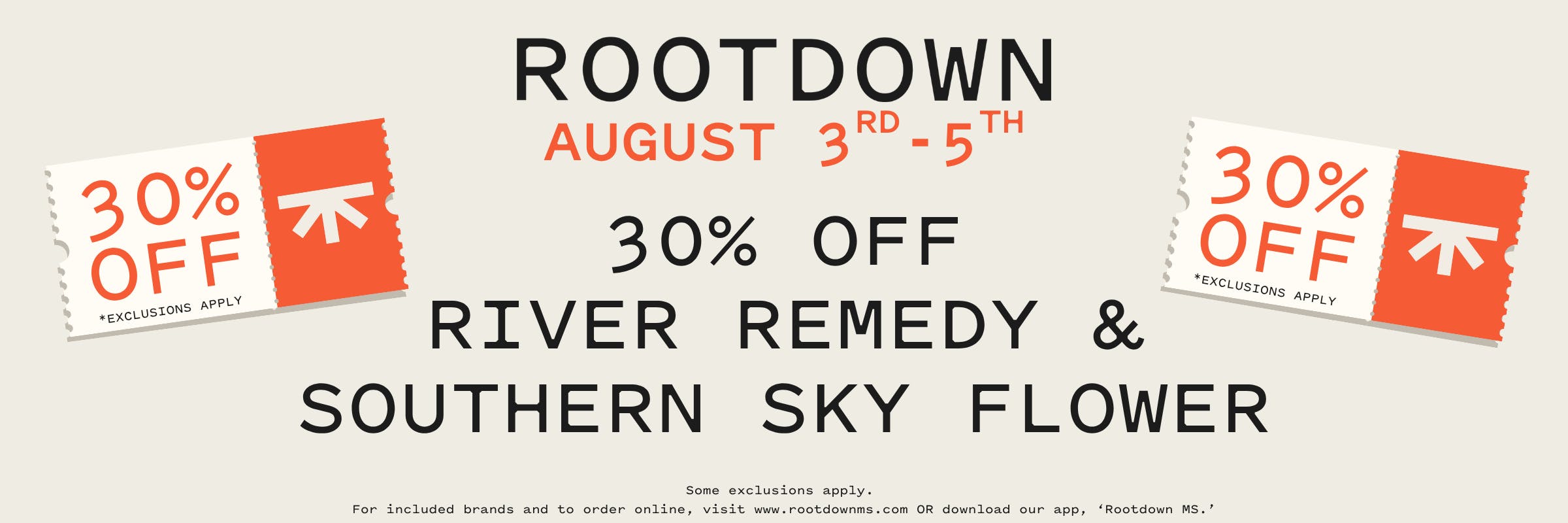 30% OFF, RIVER REMEDY, SOUTHERN SKY, flower, pre-packs, pre-rolls, discount, sale, promo, online, online orders, orders, pickup