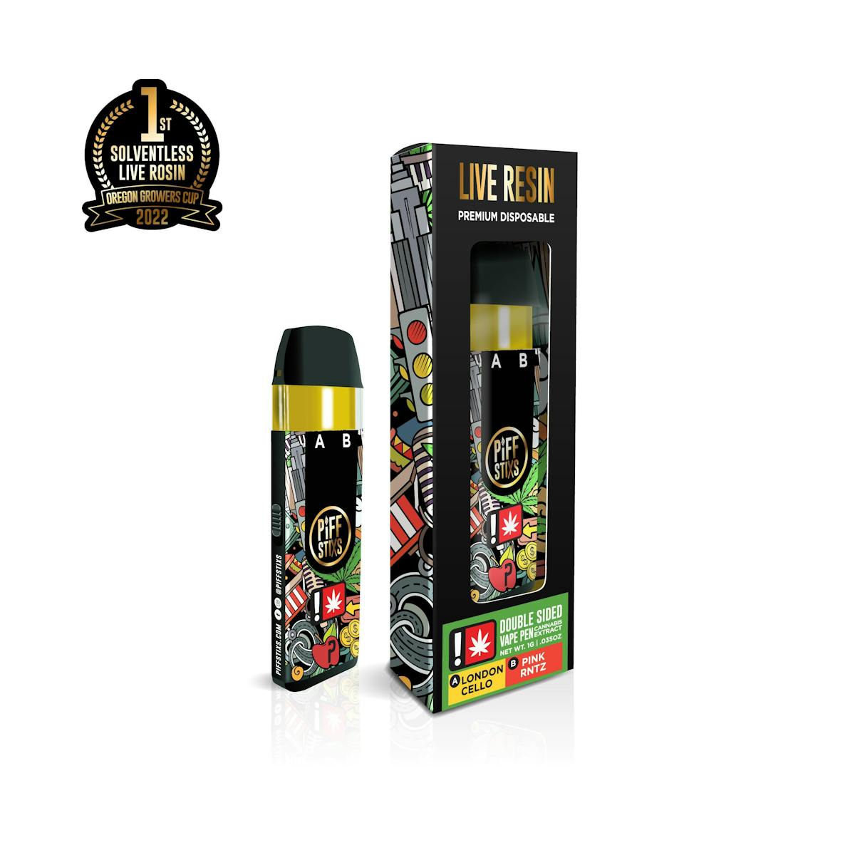 Photo of Piff Stixs .5g MOB BOSS/PURPLE PUNCH Live Resin Premium Disposable Double Sided Vape Pen