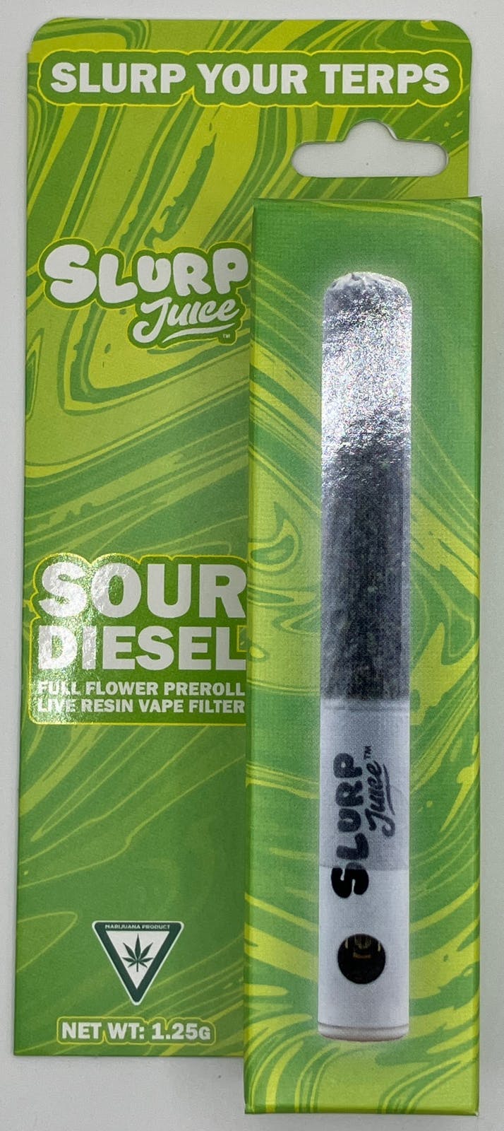 Product: Slurp Juice | Pre-roll with Live Resin Vape Filter - 1.25g - Sour Diesel