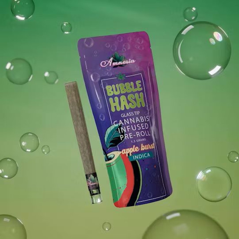 Amnesia 1.3g Infused Bubble Hash Glass Tip Preroll Apple Burst