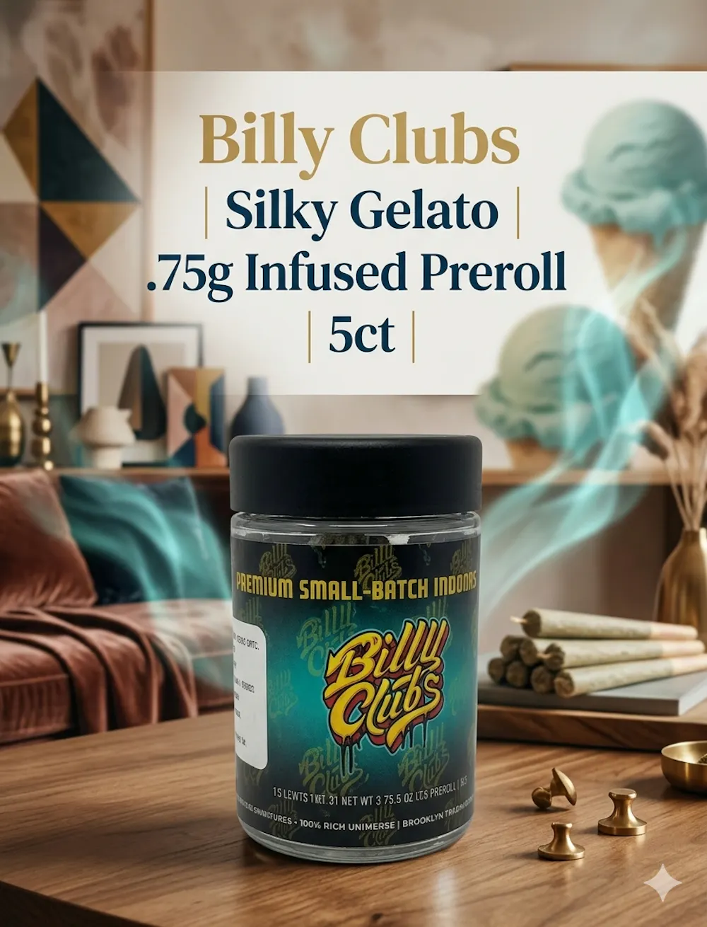 Product Billy Clubs | Silky Gelato | .75g Infused Preroll | 5ct