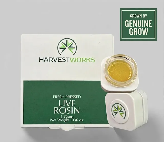 HarvestWorks x Genuine Grow Cold Cure Rosin Mule Fuel 1g (indica hybrid)