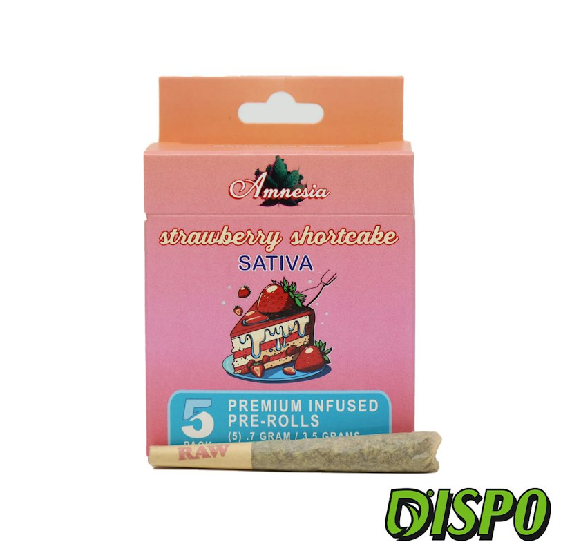 Amnesia - Strawberry Cough 5pk Infused Pre-rolls