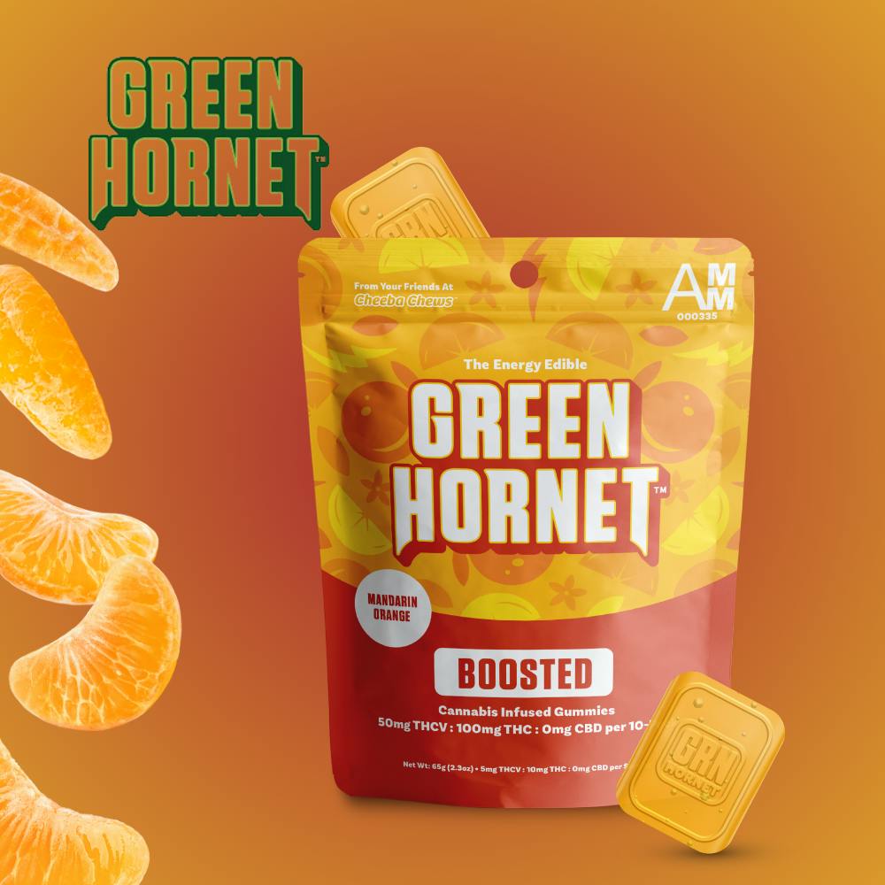 Green Hornet | 100mg THC + 50mg THCV Energy Gummy Pack | Mandarin Orange