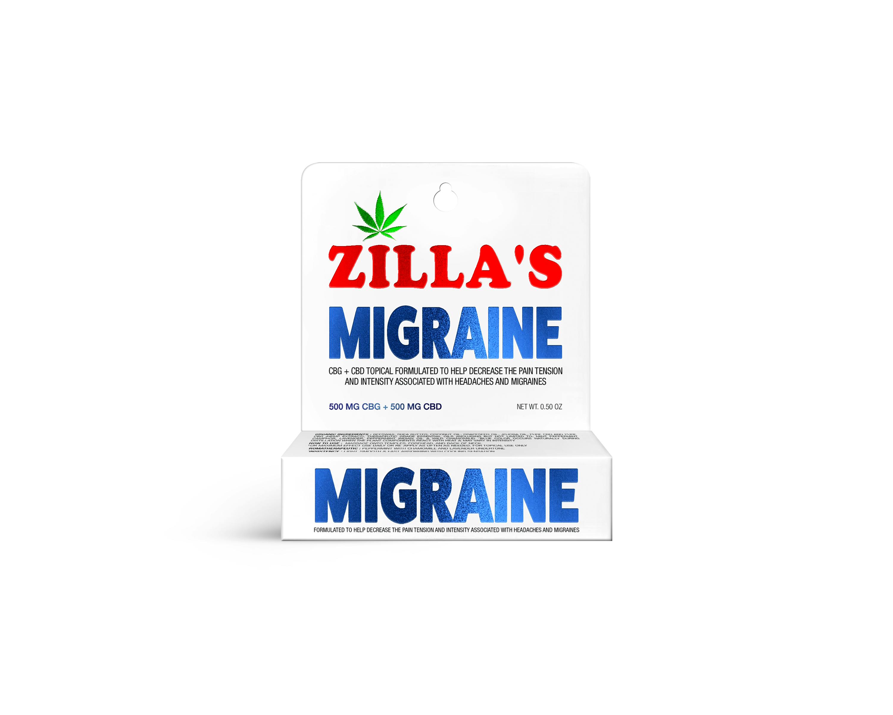 Product: CBD | Migraine Roll On 500mg CBG & 500mg CBD | Zilla's