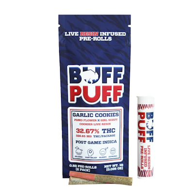 Buff Puff - 2 Pack Live Resin Infused .5g Prerolls - Garlic Cookies