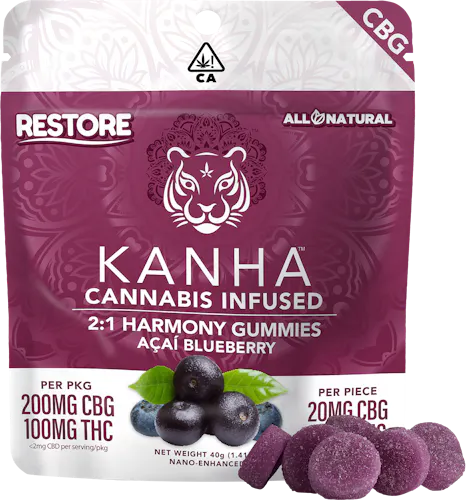 2:1 Blueberry Acai Harmony Restore CBG Gummies-active