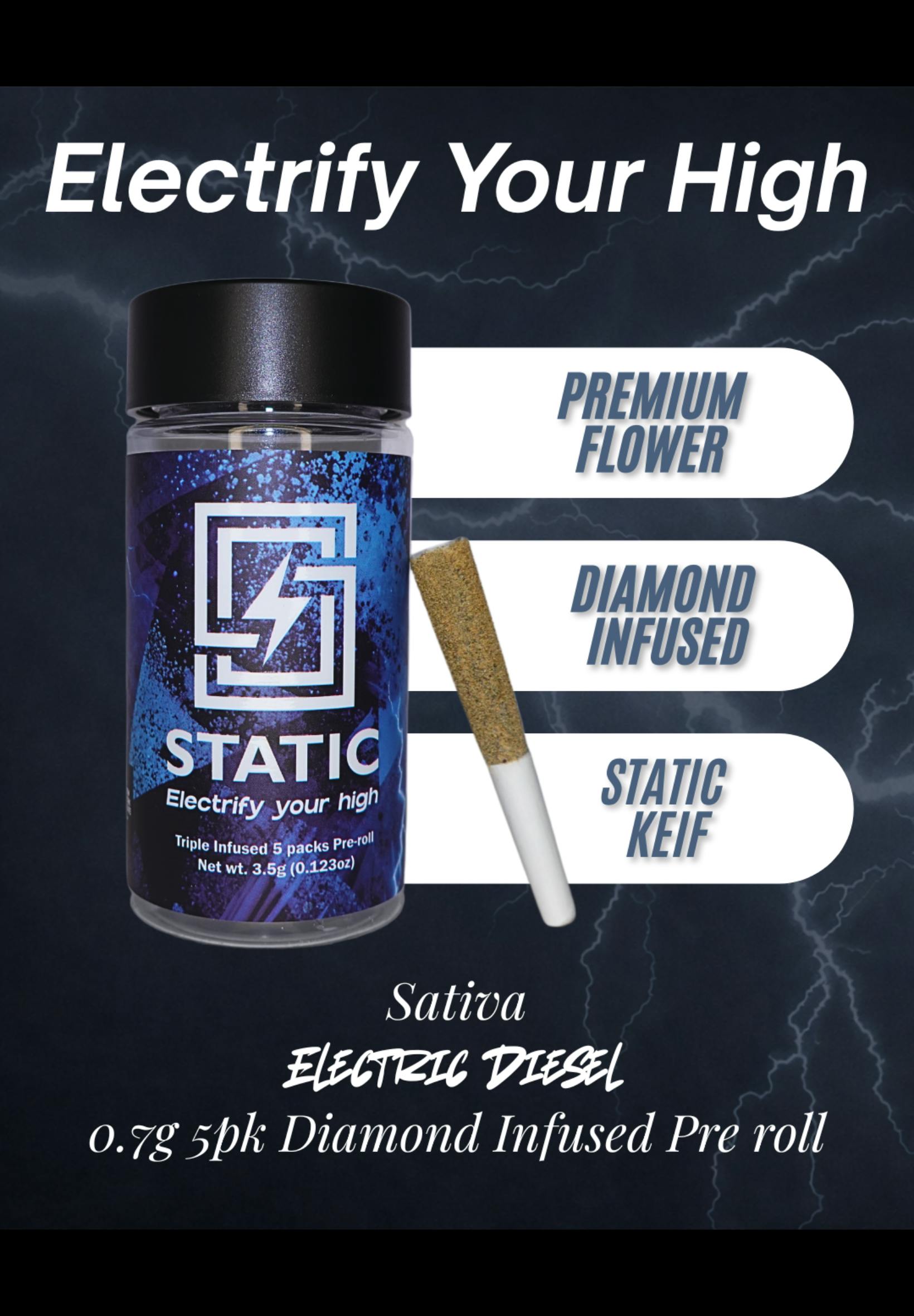 Static | Electric Disesel | Infused Preroll 5pk