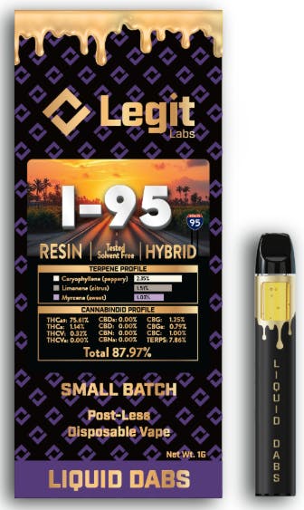 Product: I-95 | Post-Less Disposable | Cured Resin | Legit Labs