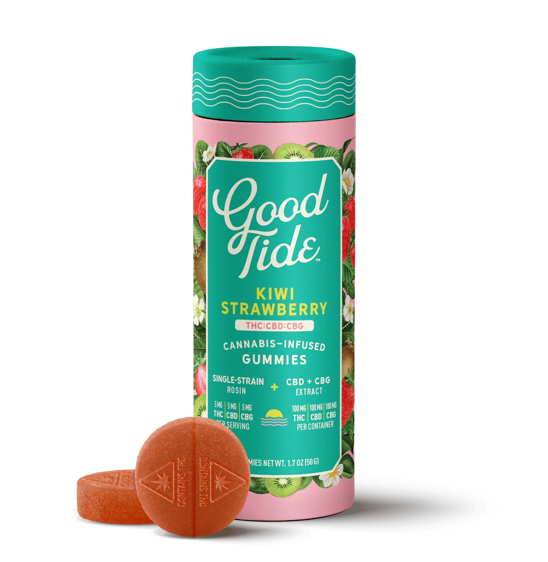 Product 5mg 1:1:1 Kiwi Strawberry x Watermellos Rosin Infused Gummies 10pk / 20 servings