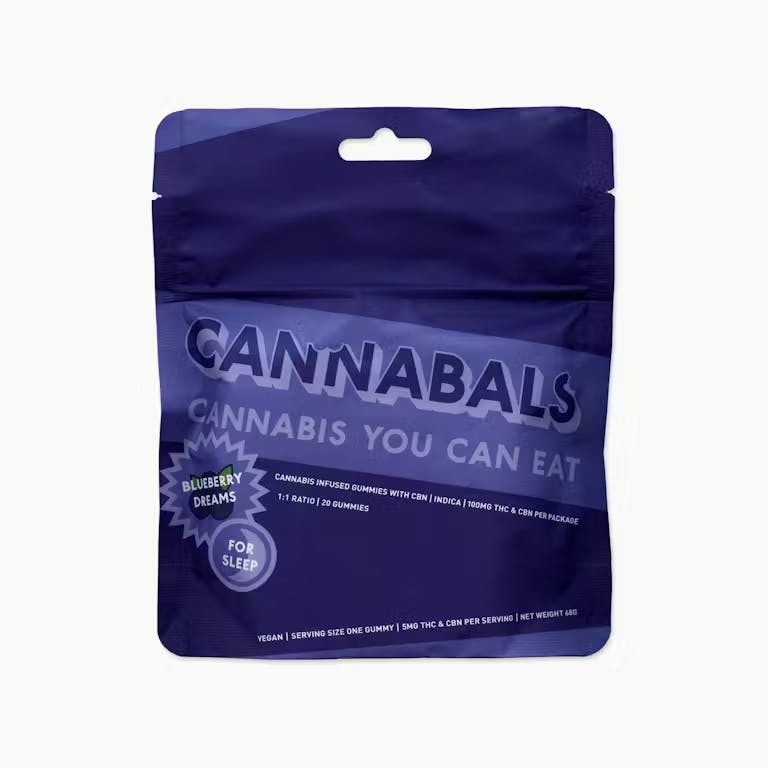 Cannabals  | Blueberry Dreams | 20pk Gummies (20 x 0.5mg ) (1:1 THC : CBN) 100mgCannabalsTHCTHC: 0.13%Buy Any Vape And Get 10% OFF On Any Edible