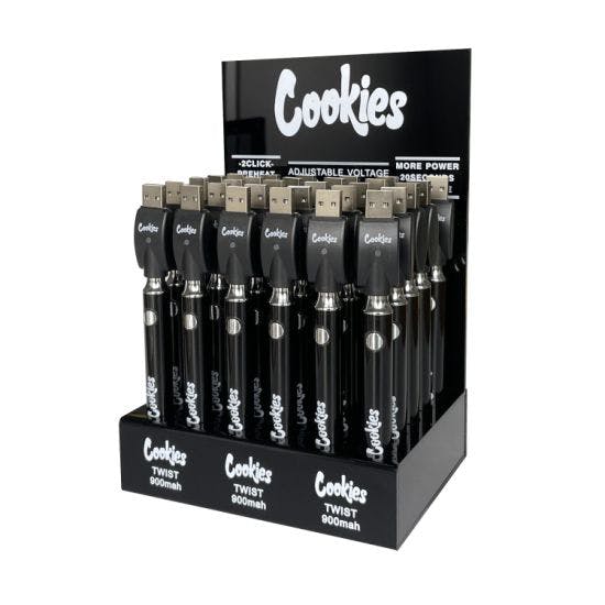 Cookies - 900 mAh Twist Control Vape Battery with USB charger - Black or White