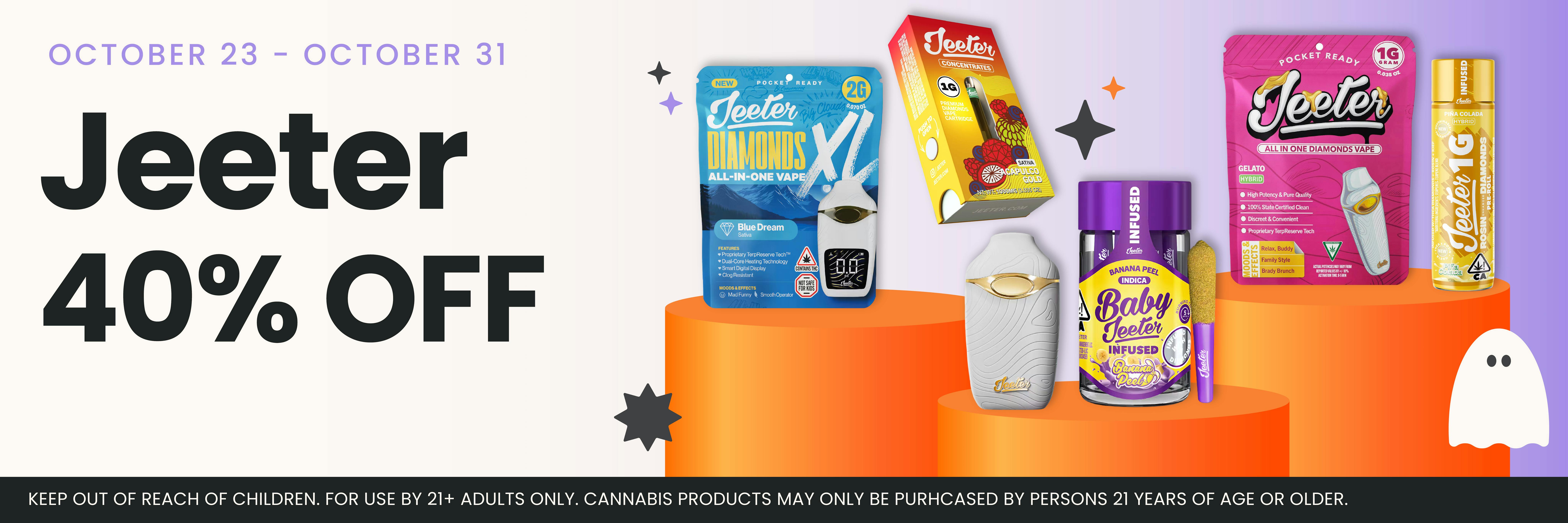 Halloweekend Cannabis Deals at Pettals Cannabis: Jeeter Cannabis 40% Off