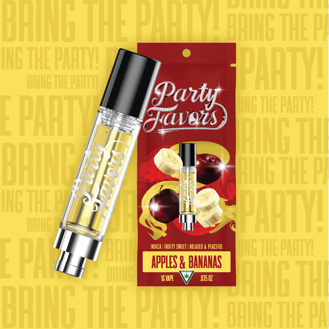 Product: Party Favors | Apples & Bananas Distillate Cartridge | 1g