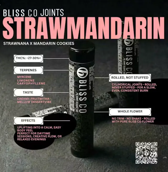 Bliss Co. Bliss Co Pre-Roll Strawmandarin Split .7g (sativa hybrid, singles)