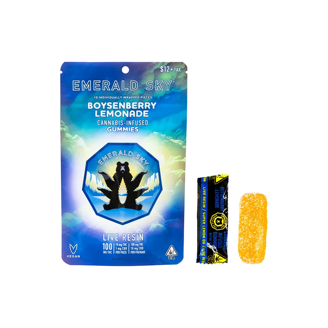 Emerald Sky Live Resin Gummies 10pk - Boysenberry Lemonade 100mg