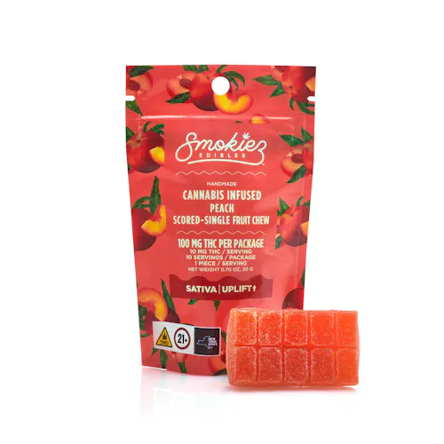 Peach Sativa 100mg THC Scored Single Piece Fruit Chew-active