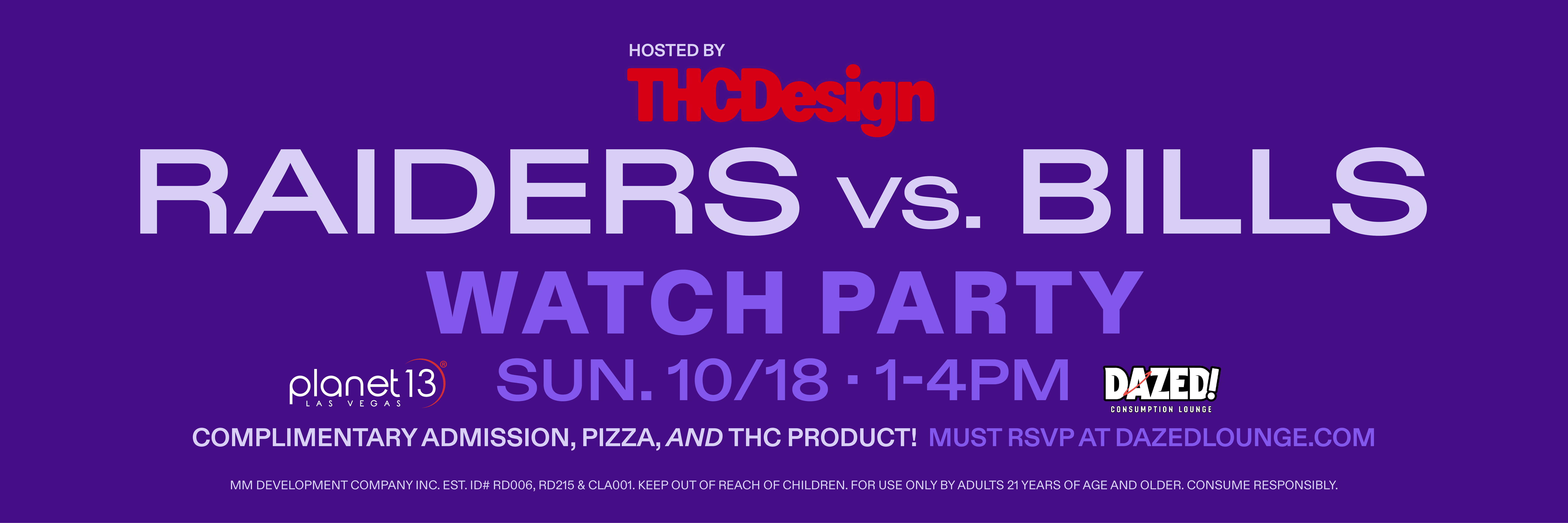 Raiders VS Bills watch party 10/18 1-4pm
