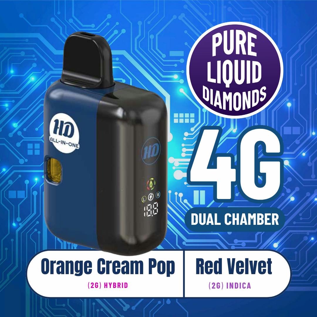 Product: High Definition | Orange Cream Pop x Red Velvet | Liquid Diamonds Disposable | 4g | Hybrid