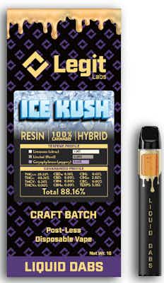 Product: Ice Kush | Cured Resin | Post-Less Disposable | Legit Labs