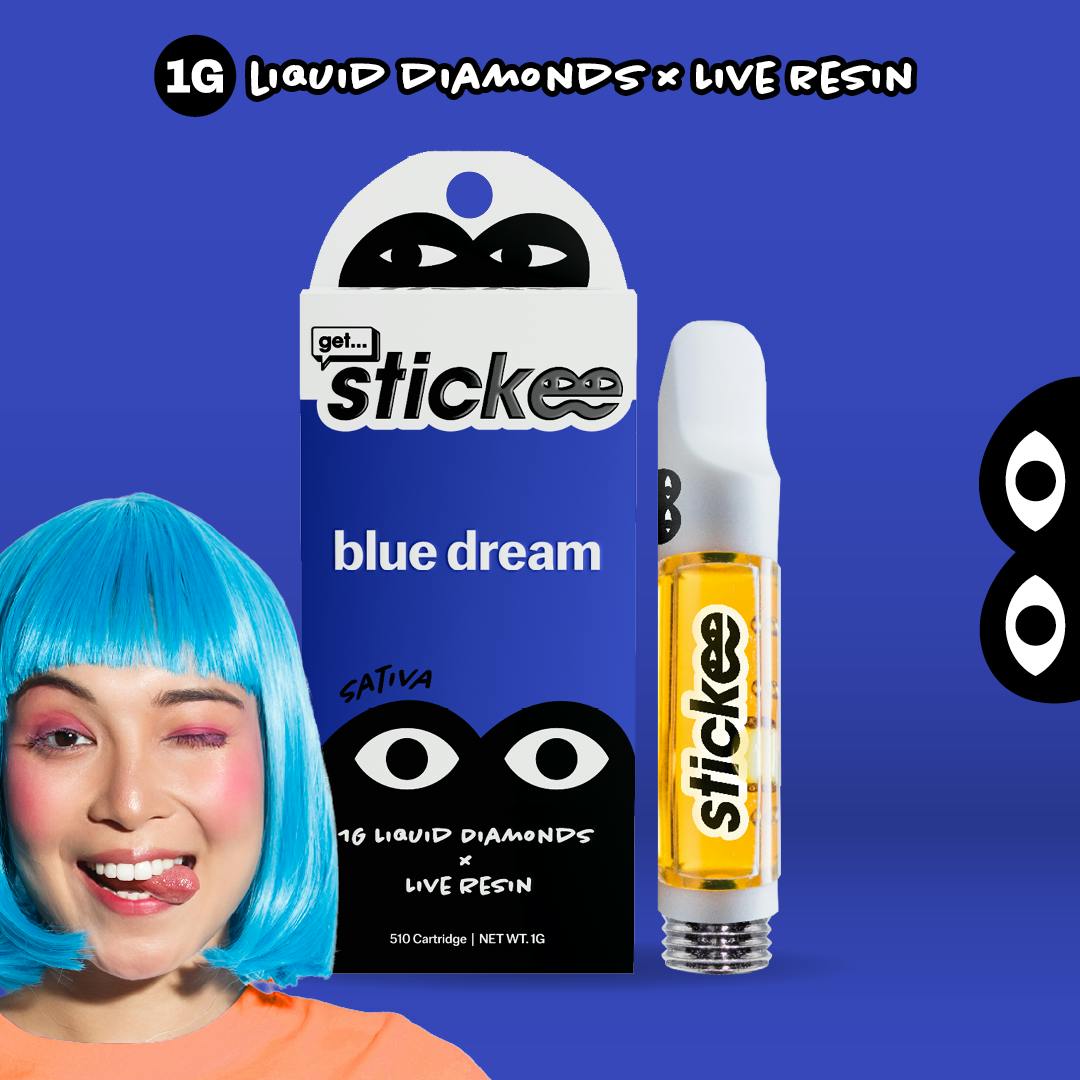 Product: STICKEE | Blue Dream | 1G | Liquid Diamonds + Live Resin 510 Vape Cart