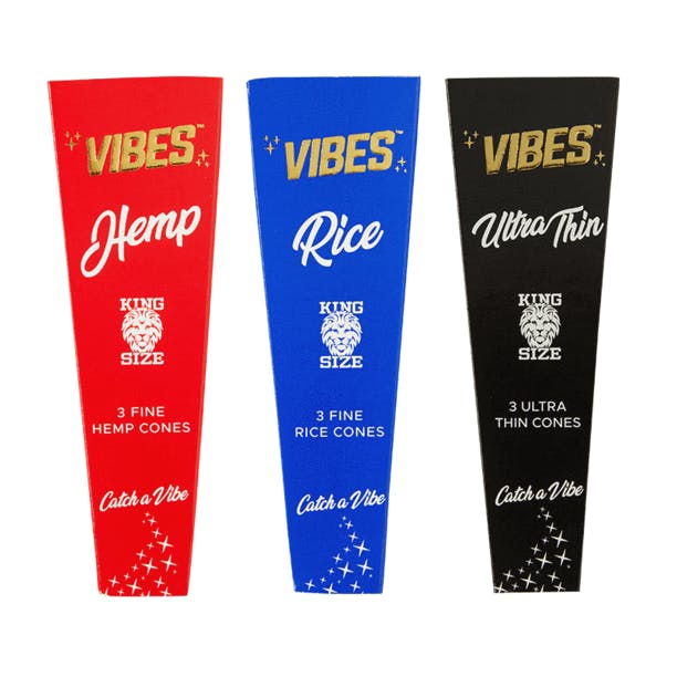 Vibes Cones Rolling Papers Ultra Thin 3pk Black King Size
