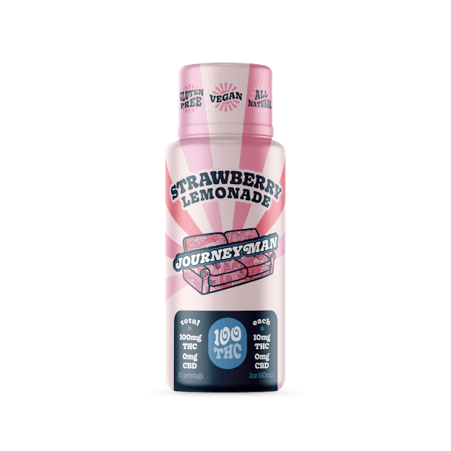 Strawberry Lemonade – the perfect balance of sweet and tart packed with THC. Our weedy spin on a deliciously radical classic. Vegan, Gluten Free and All-Natural · Made from scratch in-house with a recipe that complements the cannabis 100mg THC · 2oz bottle 10 capfuls, 10mg THC per capful
