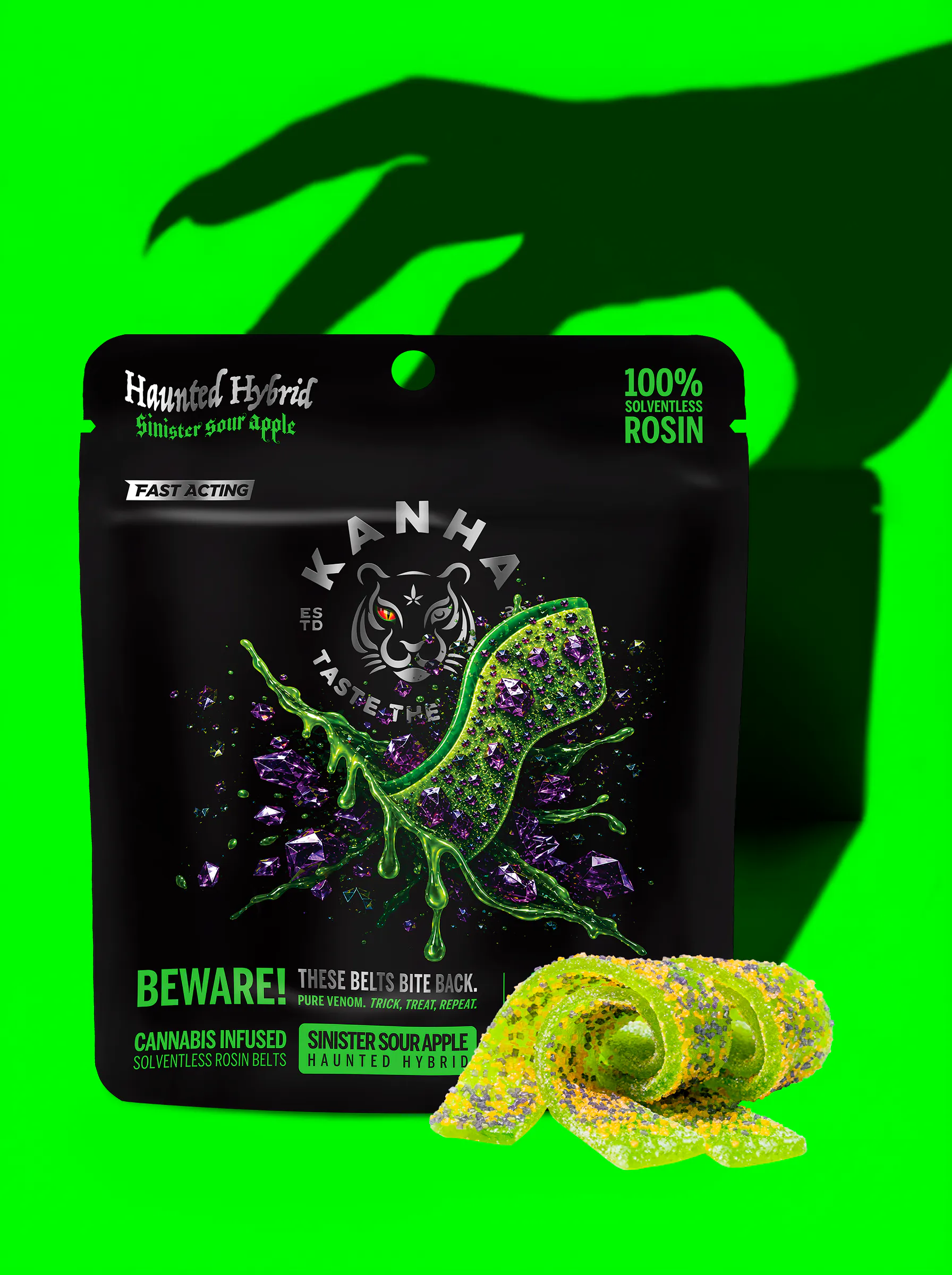 Kanha Haunted Hybrid Sinister Sour Apple Solventless Rosin Belts