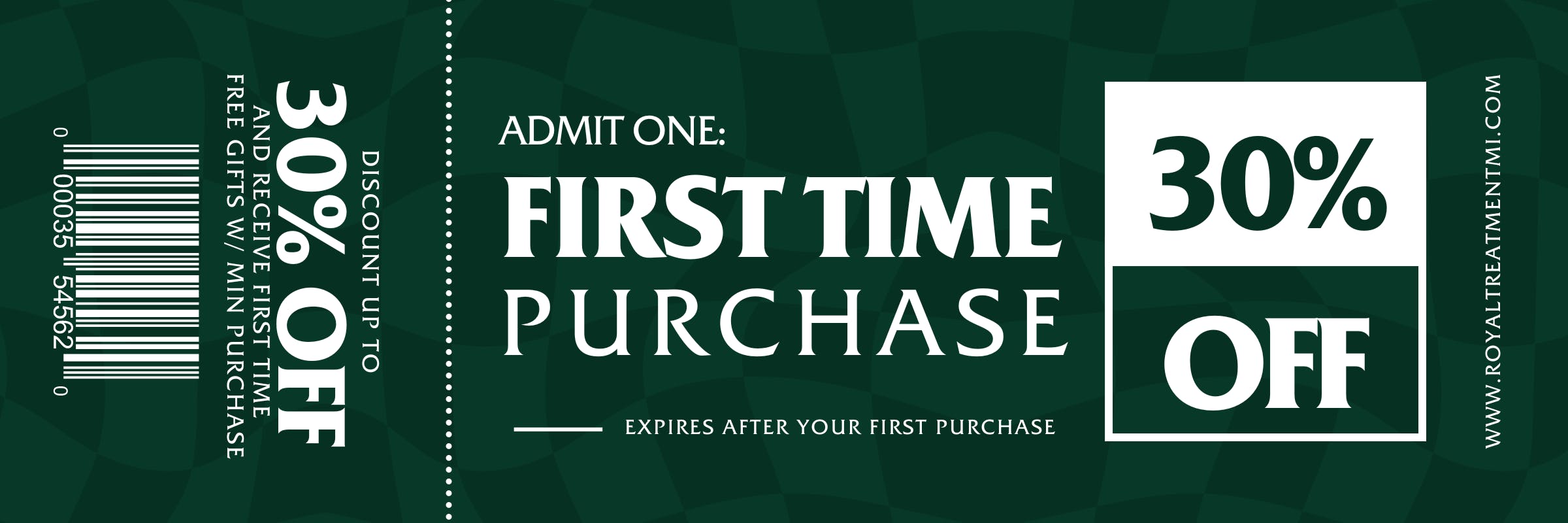 Admit one: First time purchase 30% Off.