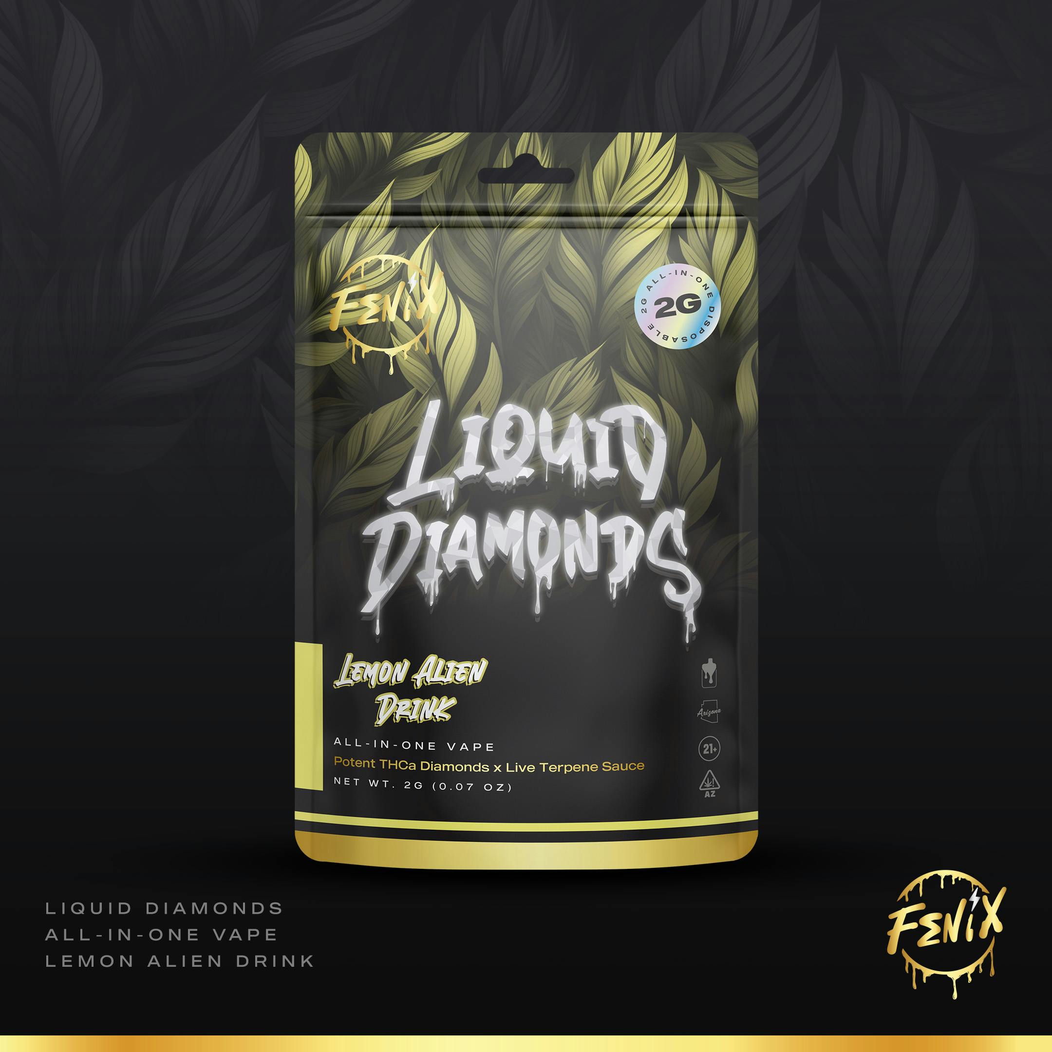 Fenix Liquid Diamonds Vape 2g Lemon Alien Drink