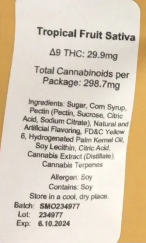 Tropical Fruit Sativa Chews | 10 x 30mg-active