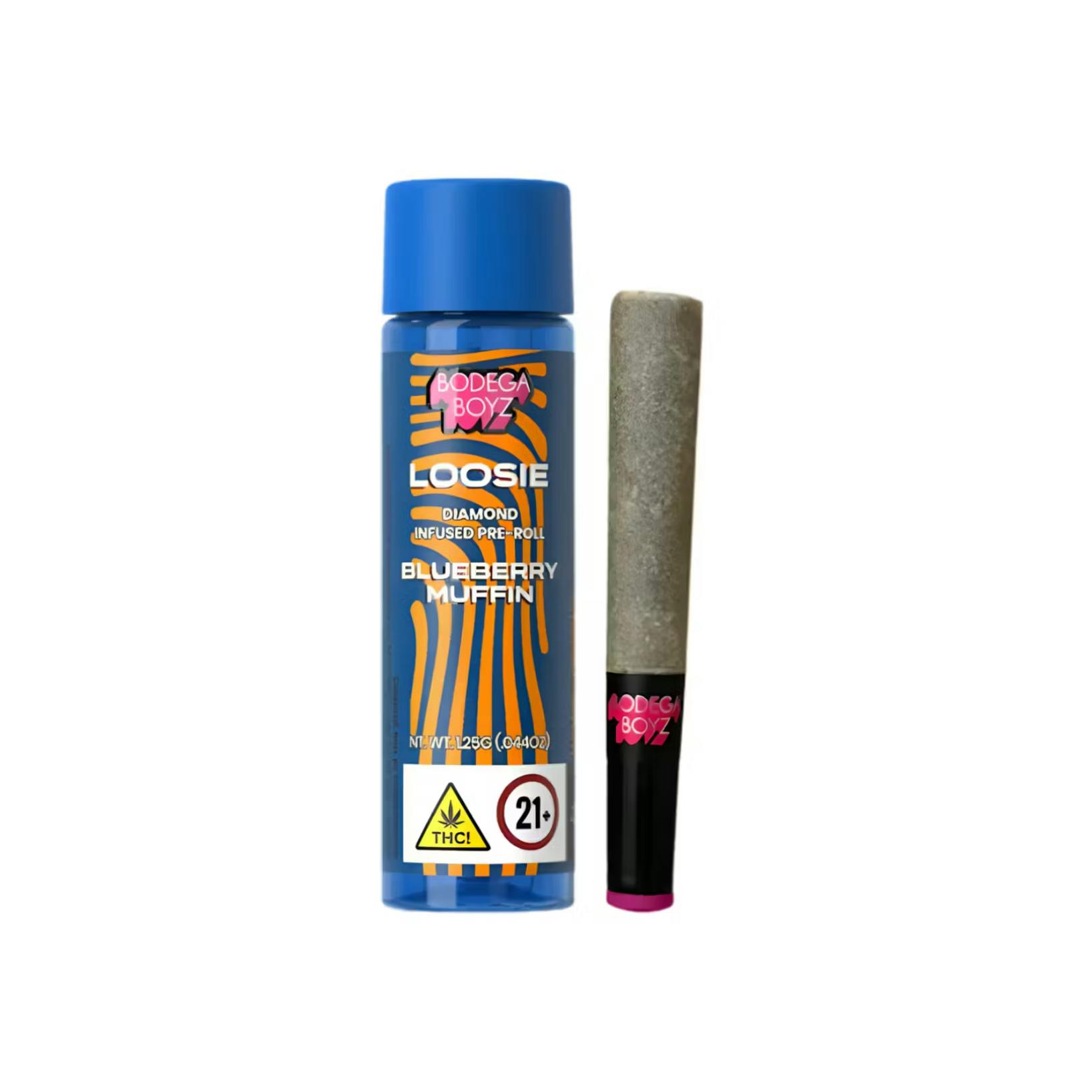 Bodega Boyz - Blueberry Muffin Loosie Diamond Infused Preroll - 1.25gBODEGA BOYZIndicaTHC: 41.11%TERPS: 1.46%4th of July Weekend! Spend $250 get $45 Off+6