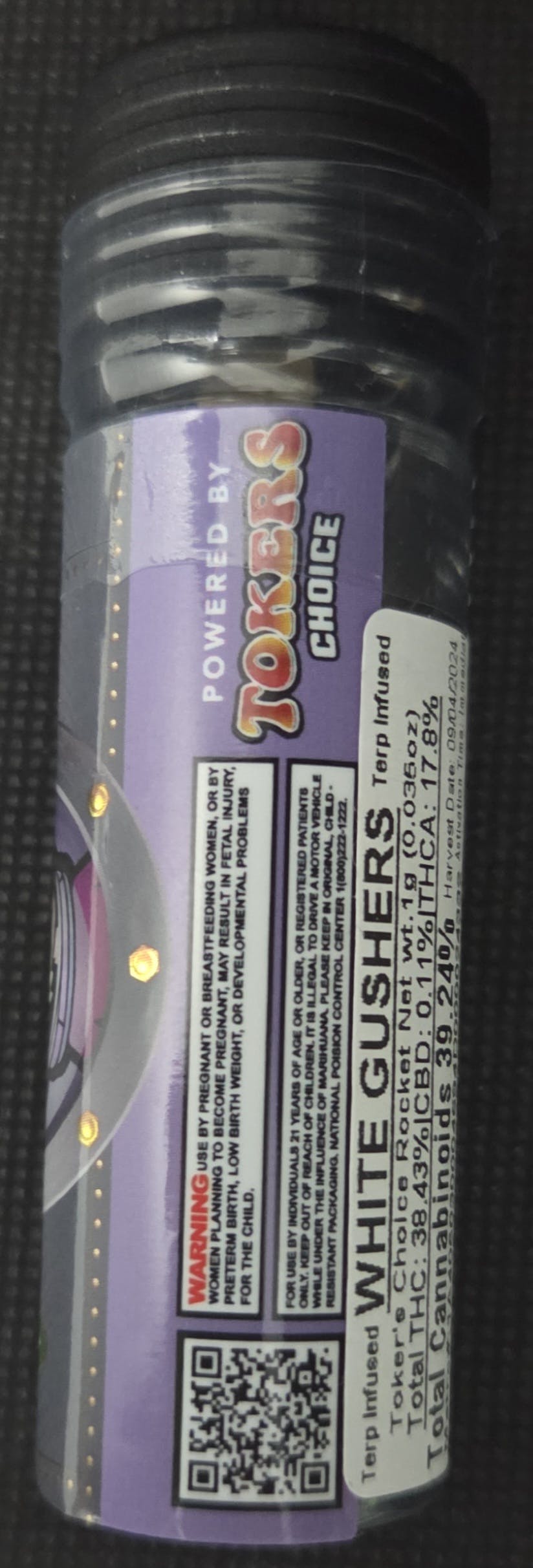 Toker's Choice - White Gushers - 1g Rocket PreRoll