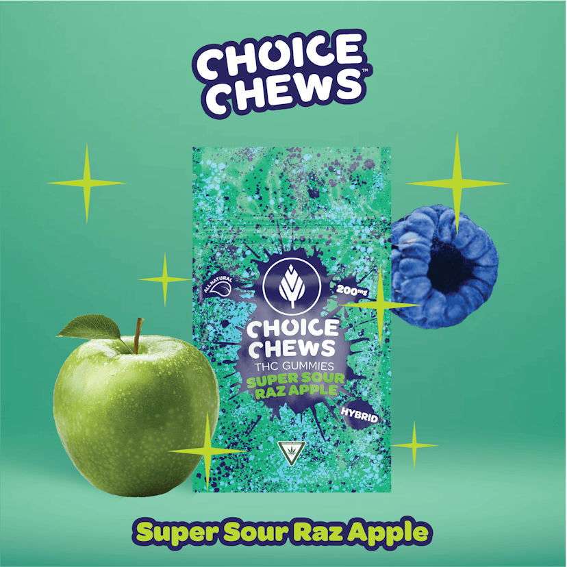 Choice - Super Sour Raz Apple 200mg Gummies