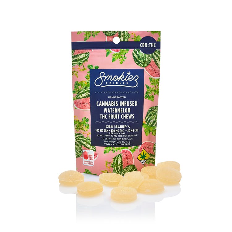Smokiez Edibles 10pk Watermelon CBN:THC 1:1 200mg pncs - Canna4Life