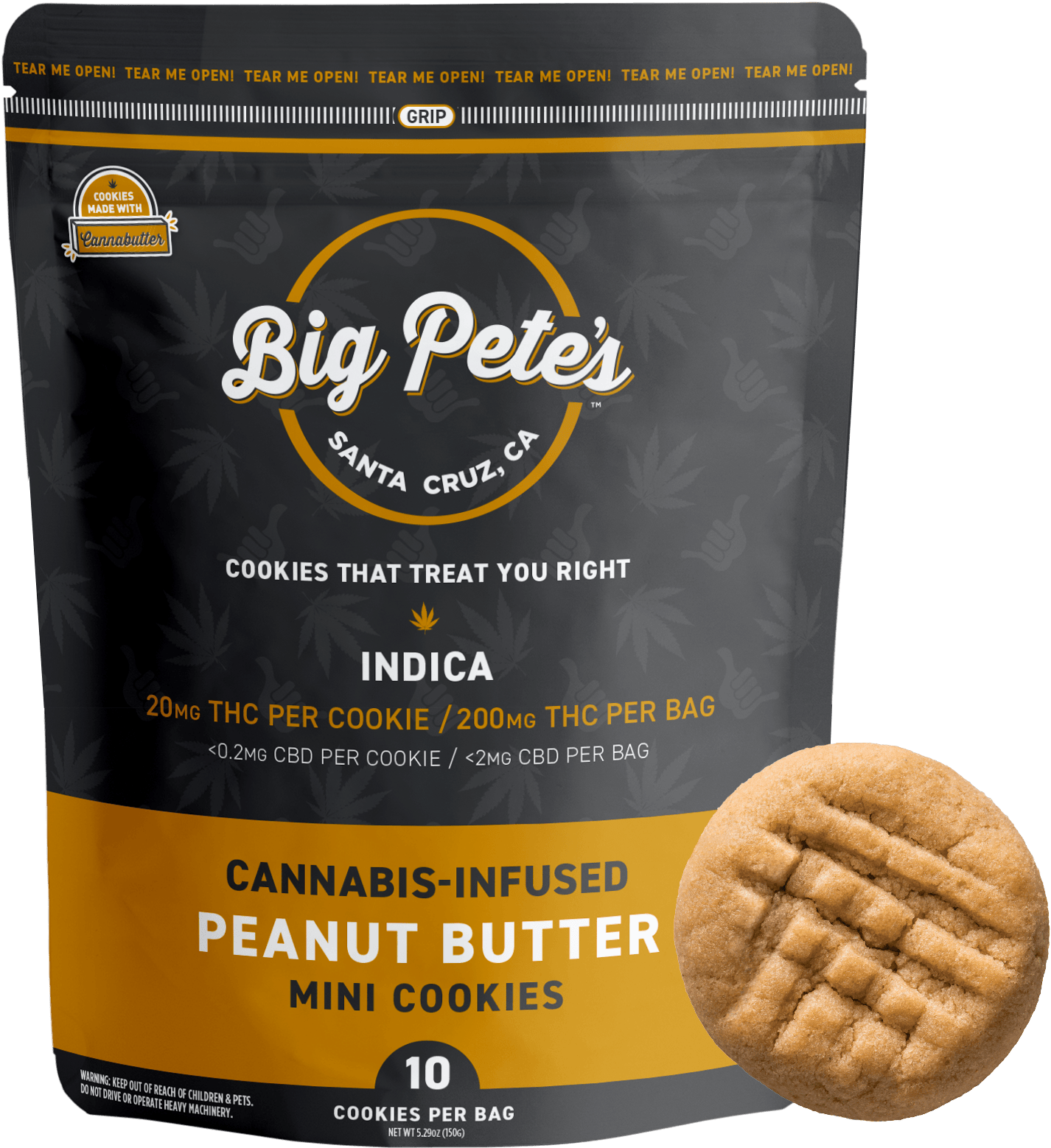 Big Pete's Treats - 200mg Cookies - 10pk - Peanut Butter Indica