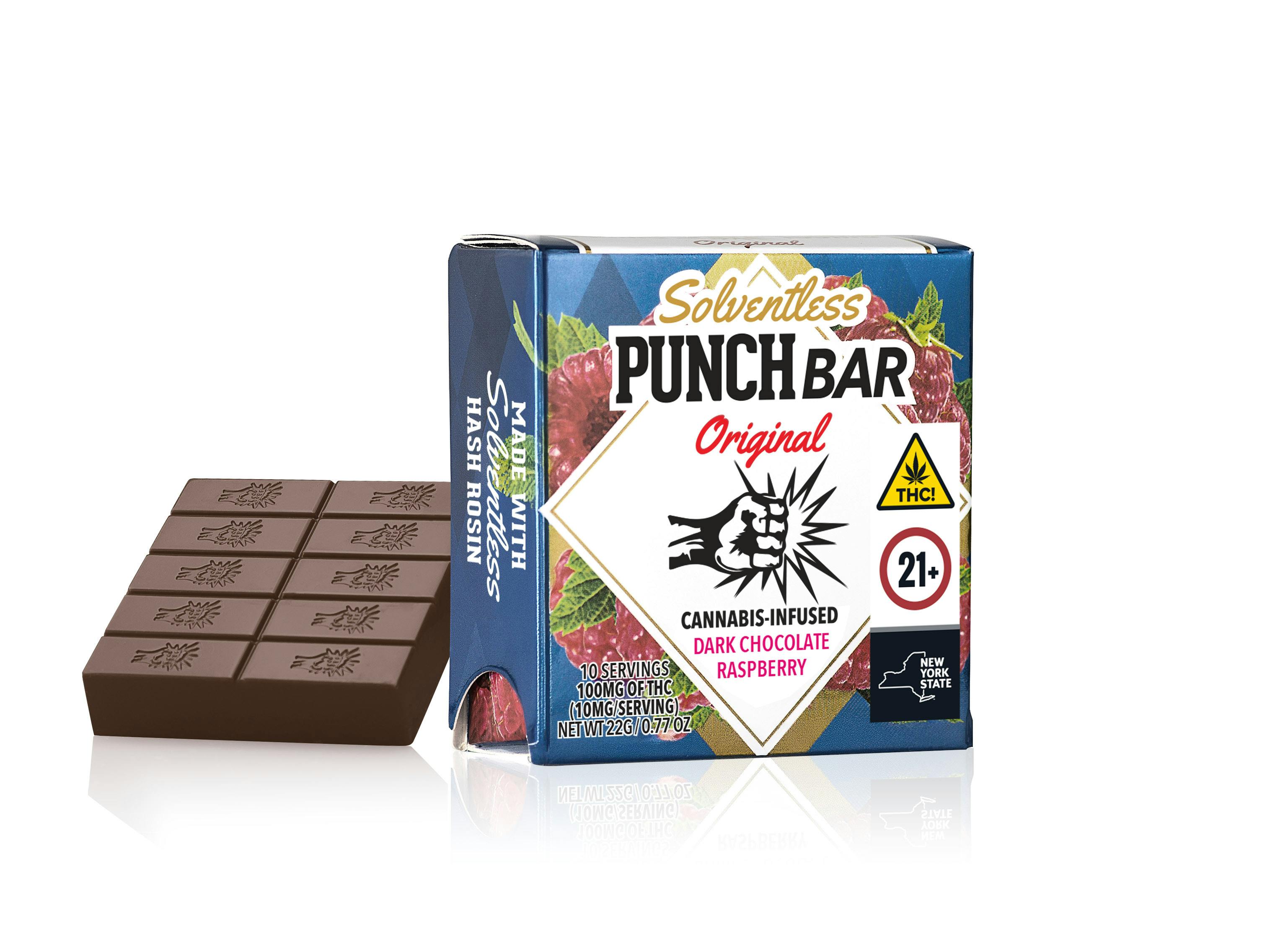Punch Bar Dark Chocolate Raspberry 10pk 100mg Chocolate Solventless Original